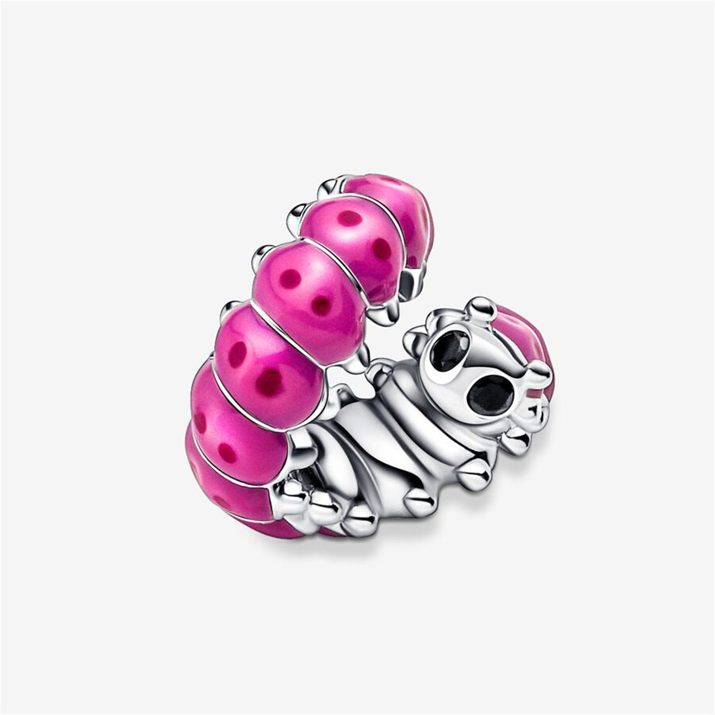 S925 Sterling Silver Cute Curled Caterpillar Charm