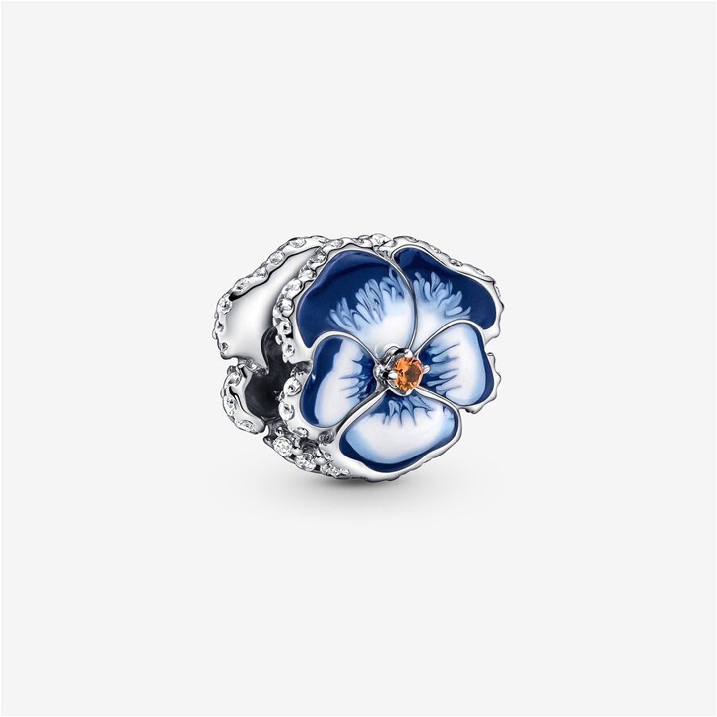 S925 Sterling Silver Blue Pansy Flower Charm