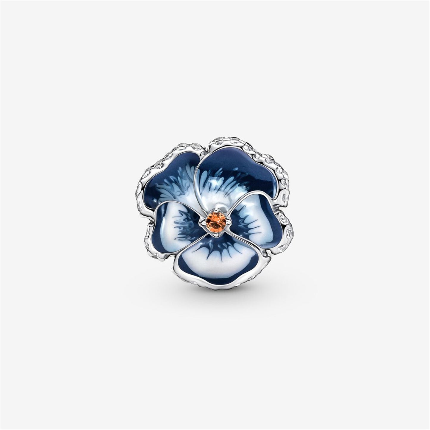 S925 Sterling Silver Blue Pansy Flower Charm