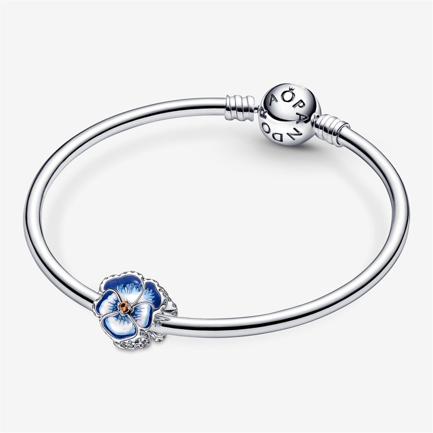S925 Sterling Silver Blue Pansy Flower Charm