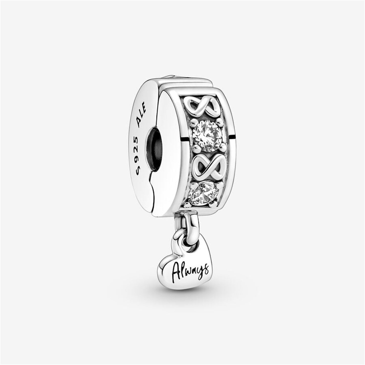 S925 sterling silver Family Always Pavé Clip Charm