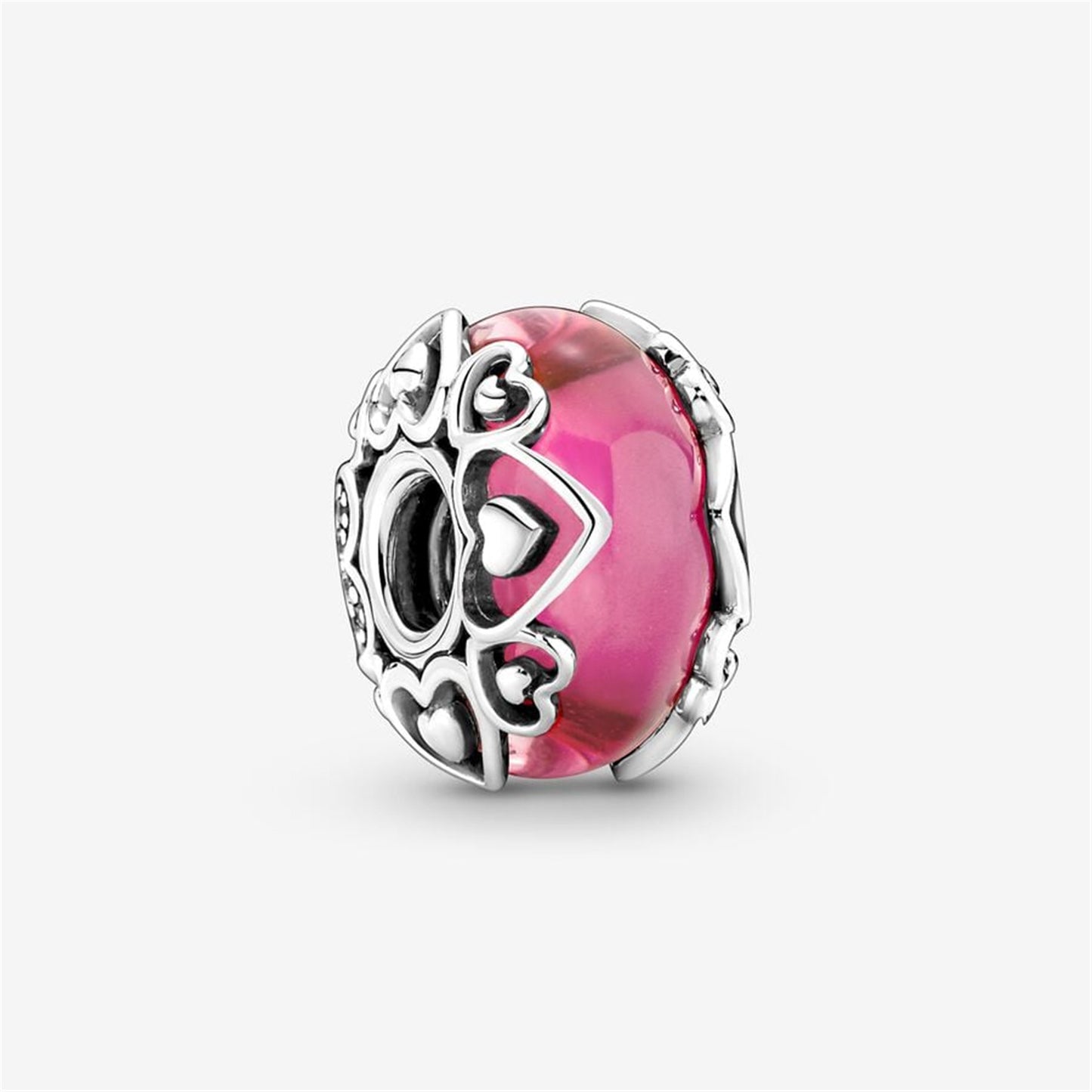S925 Sterling Silver Reveal Your Love Pink Murano Glass Charm