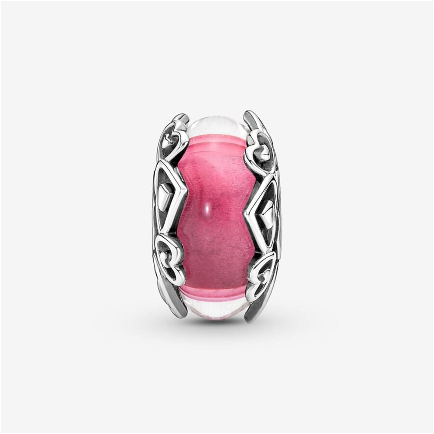 S925 Sterling Silver Reveal Your Love Pink Murano Glass Charm