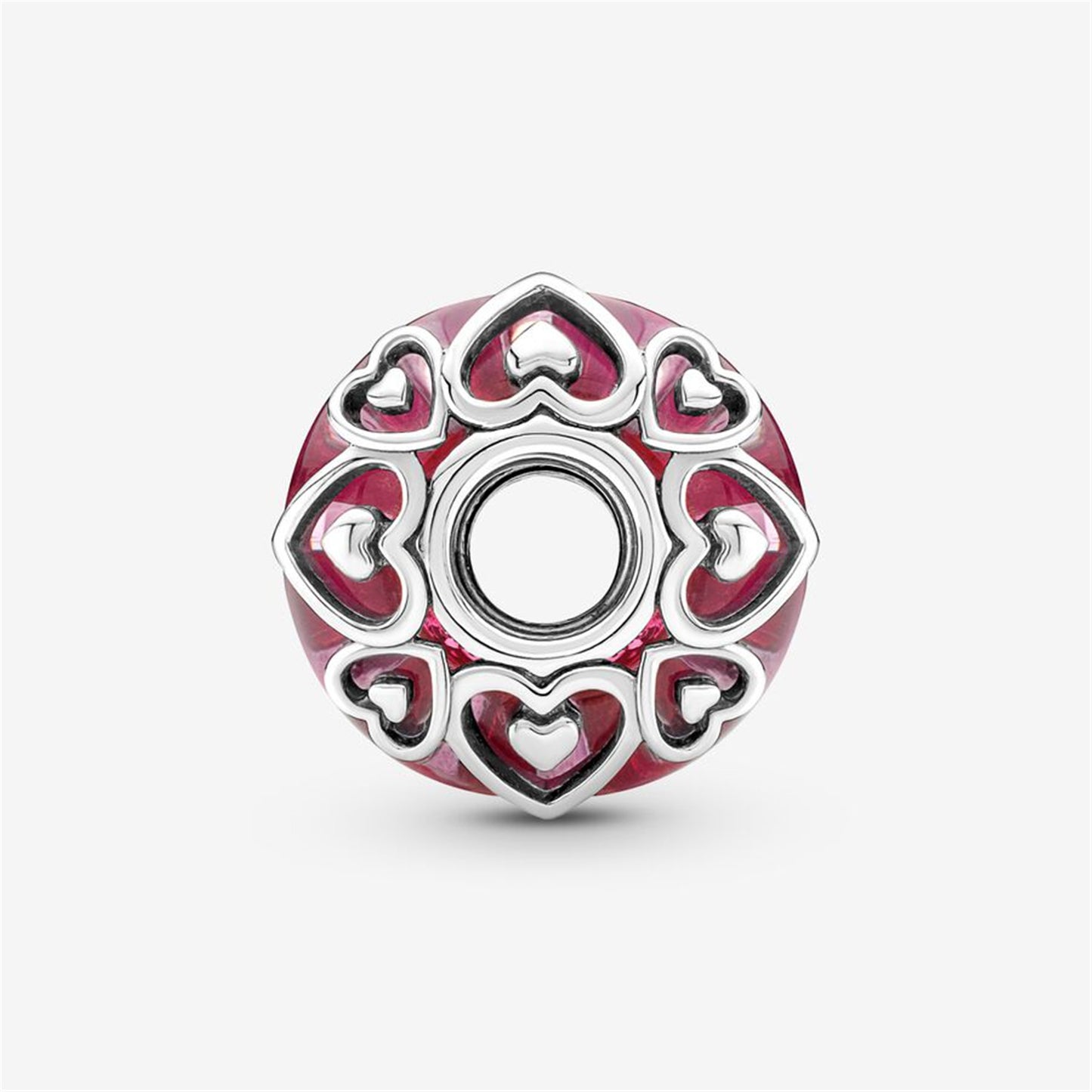 S925 Sterling Silver Reveal Your Love Pink Murano Glass Charm