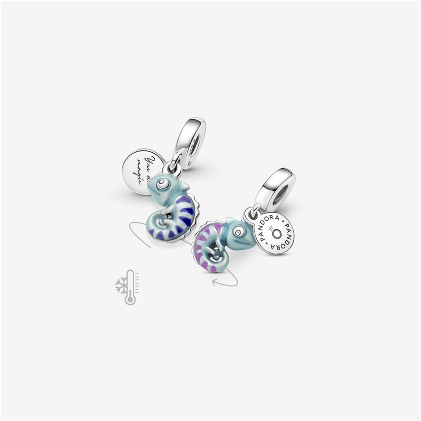 S925 Sterling Silver Color-changing Chameleon Dangle Charm