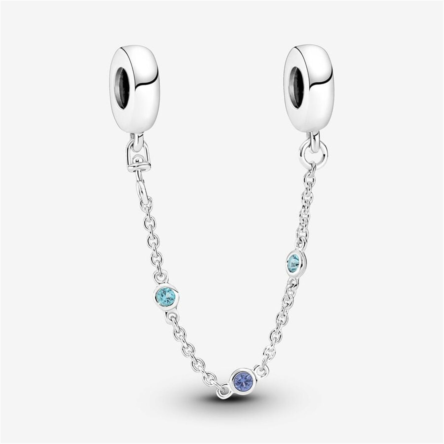 S925 Sterling Silver Triple Blue Stone Safety Chain
