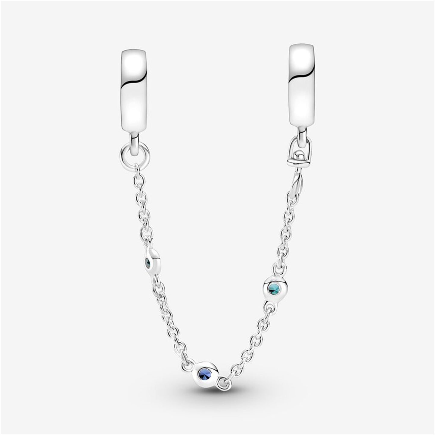 S925 Sterling Silver Triple Blue Stone Safety Chain