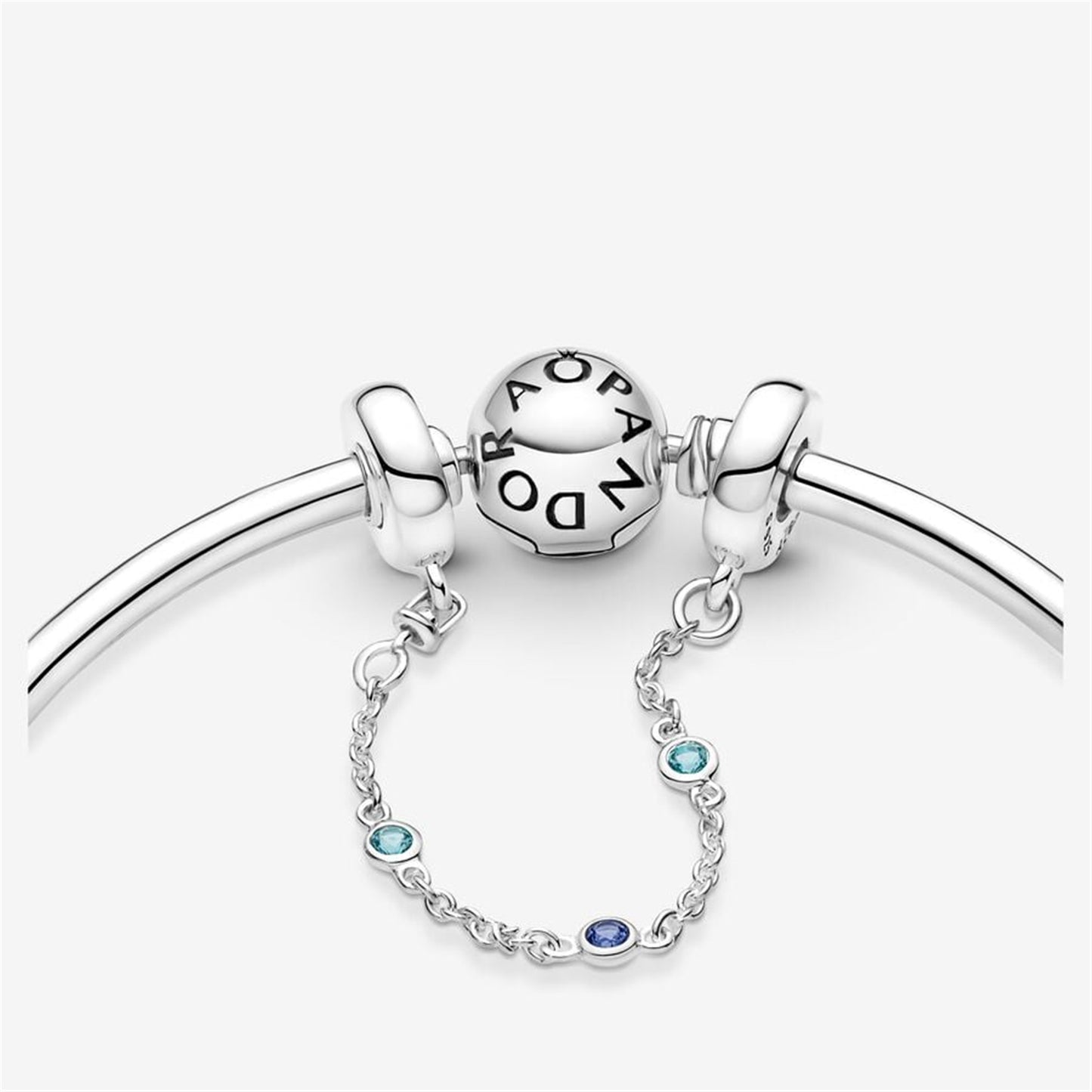 S925 Sterling Silver Triple Blue Stone Safety Chain
