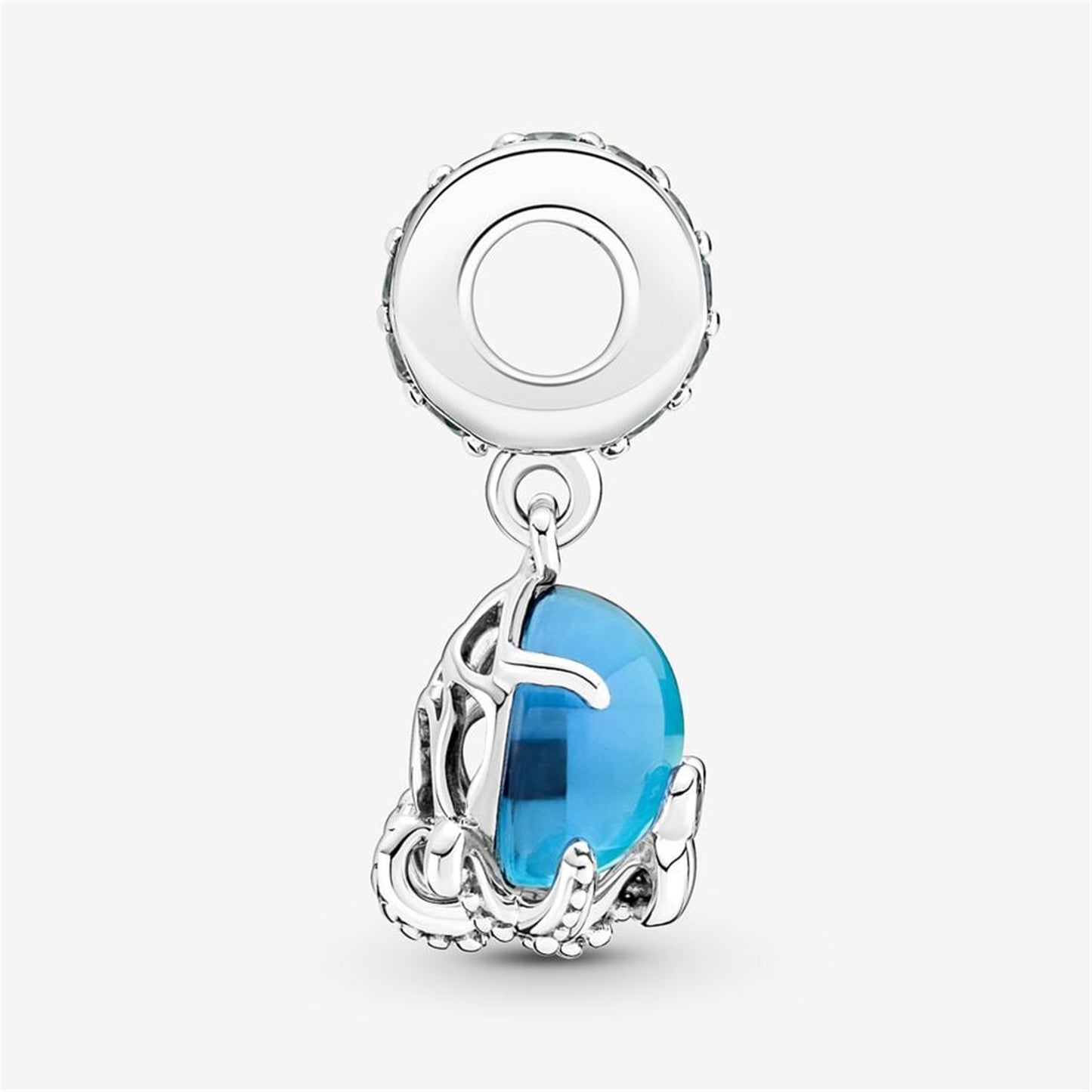 S925 Sterling Silver Murano Glass Cute Octopus Dangle Charm