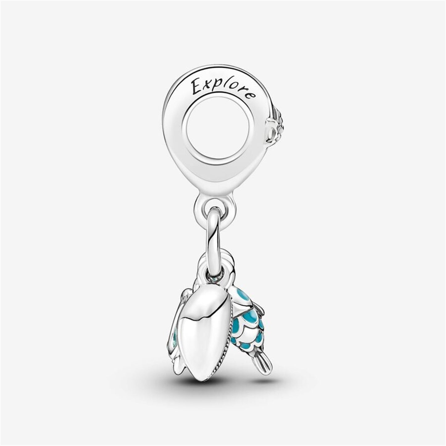 S925 Sterling Silver Fish, Sea Turtle & Conch Triple Dangle Charm
