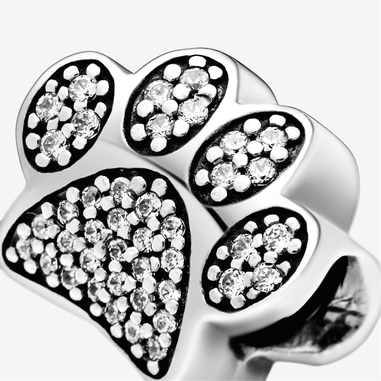 S925 Sterling Silver Sparkling Paw Print Charm