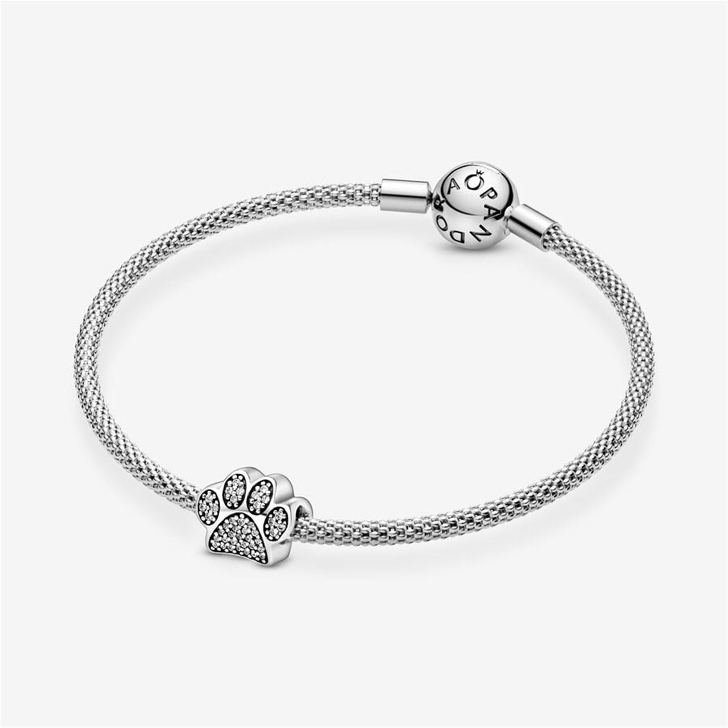 925 sterling silver Sparkling Paw Print Charm