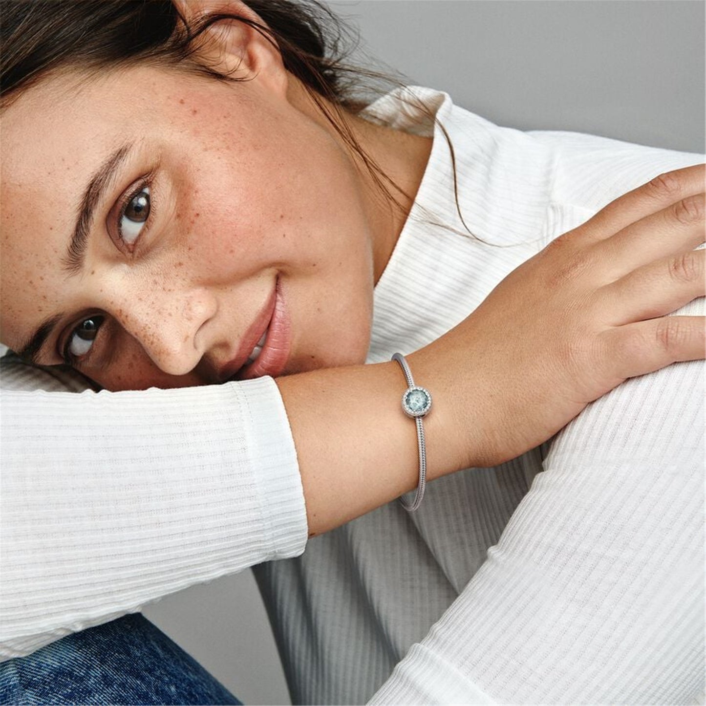 S925 Sterling Silver Sparkling Glacier Blue Charm