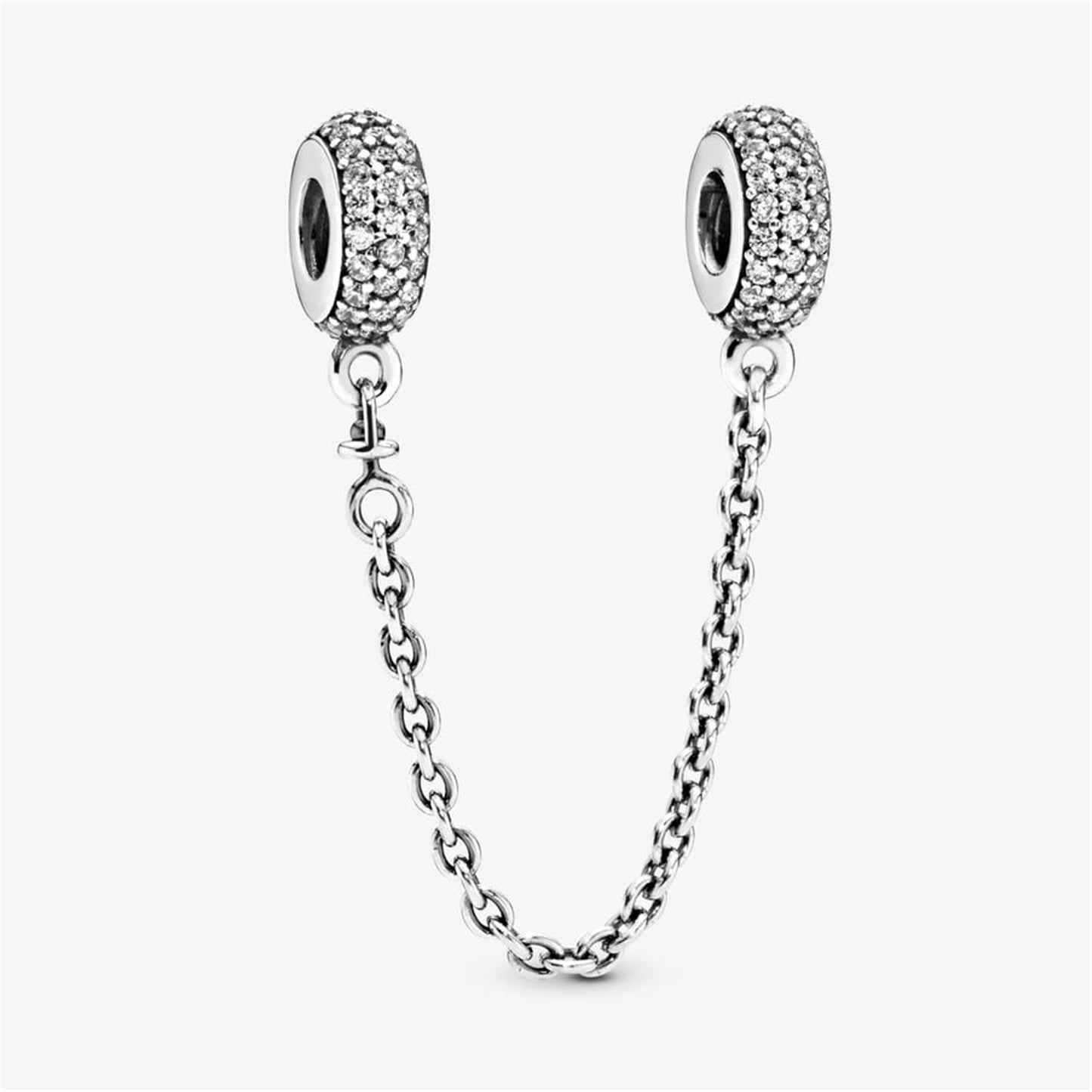 S925 Sterling Silver Sparkling Pavé Safety Chain Charm