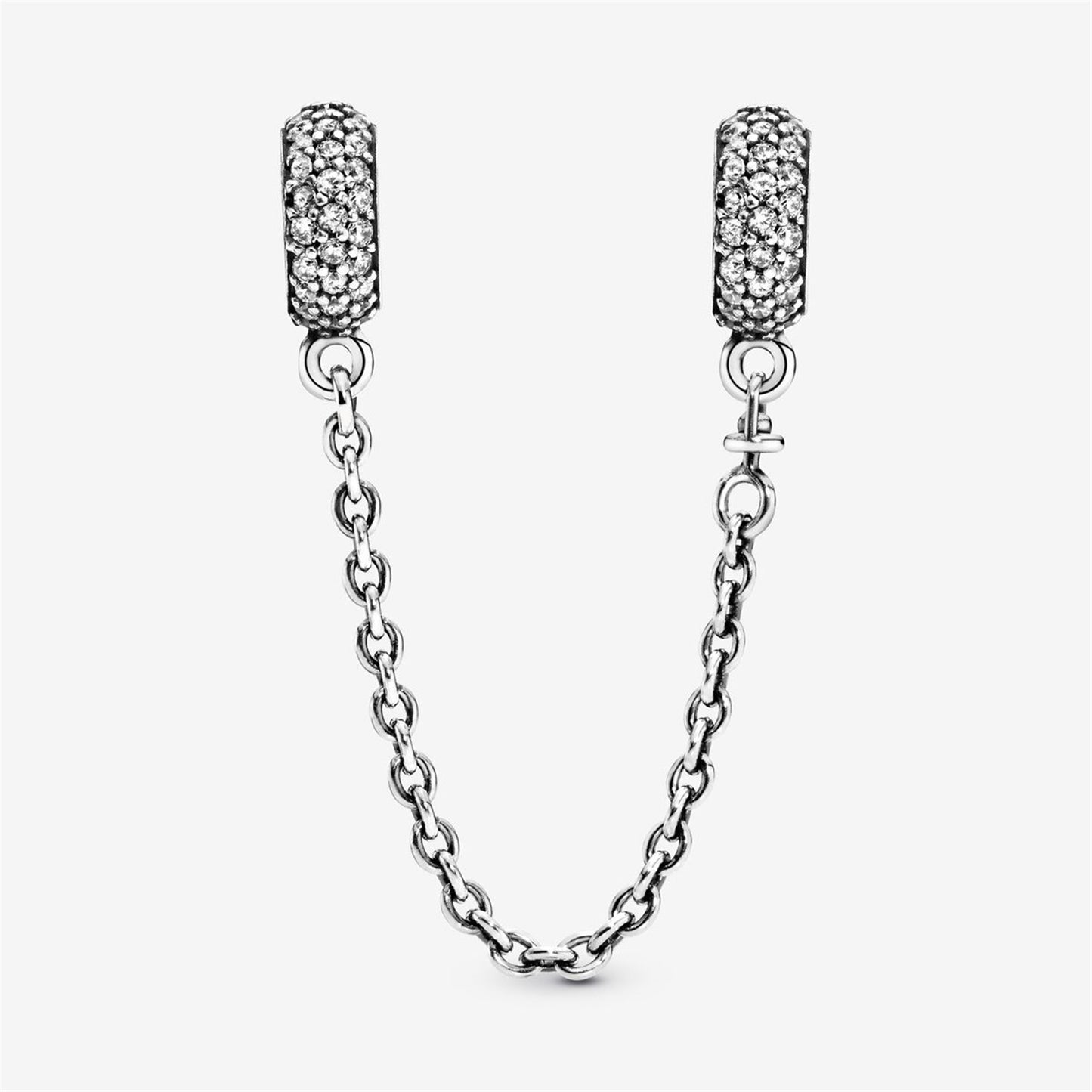 S925 Sterling Silver Sparkling Pavé Safety Chain Charm