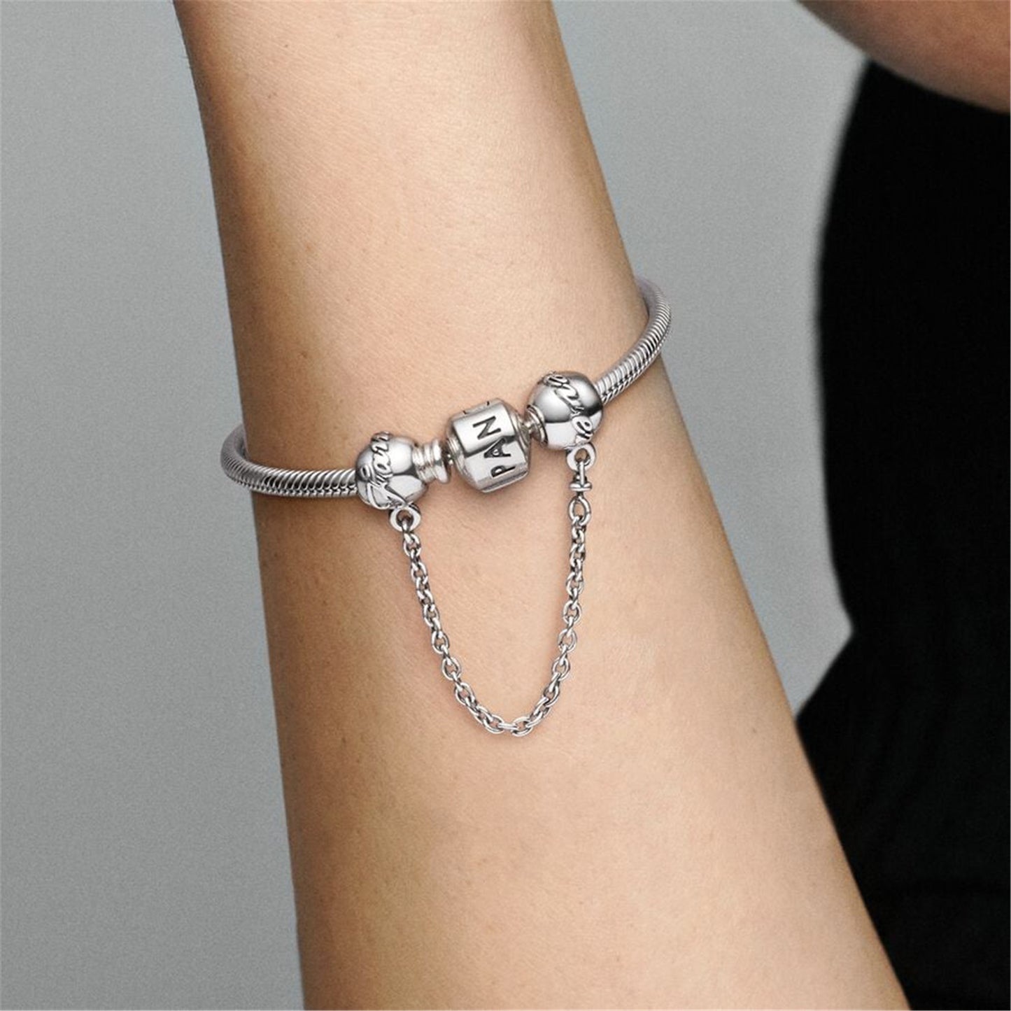 S925 Sterling Silver Family Forever Safety Chain Charm