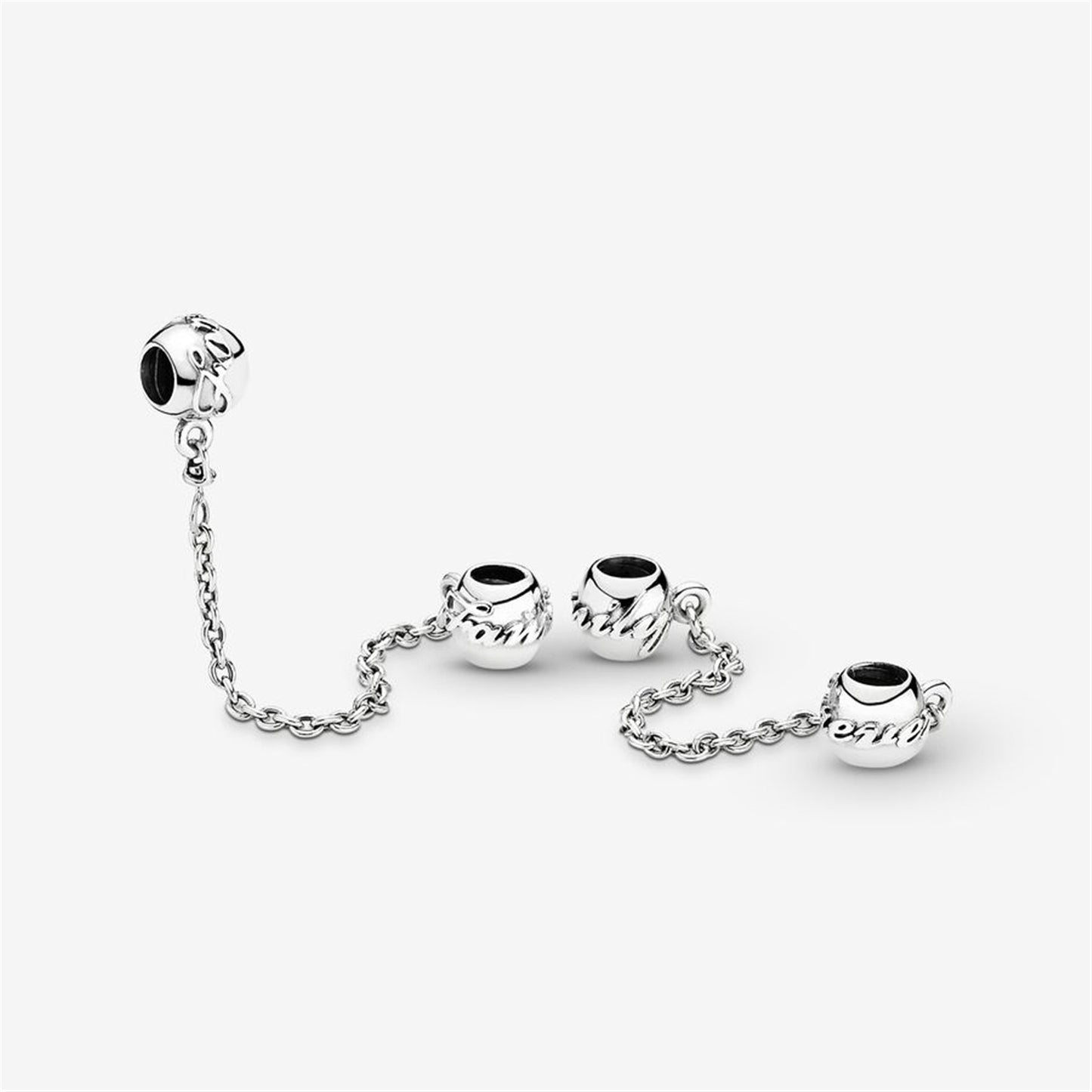S925 Sterling Silver Family Forever Safety Chain Charm