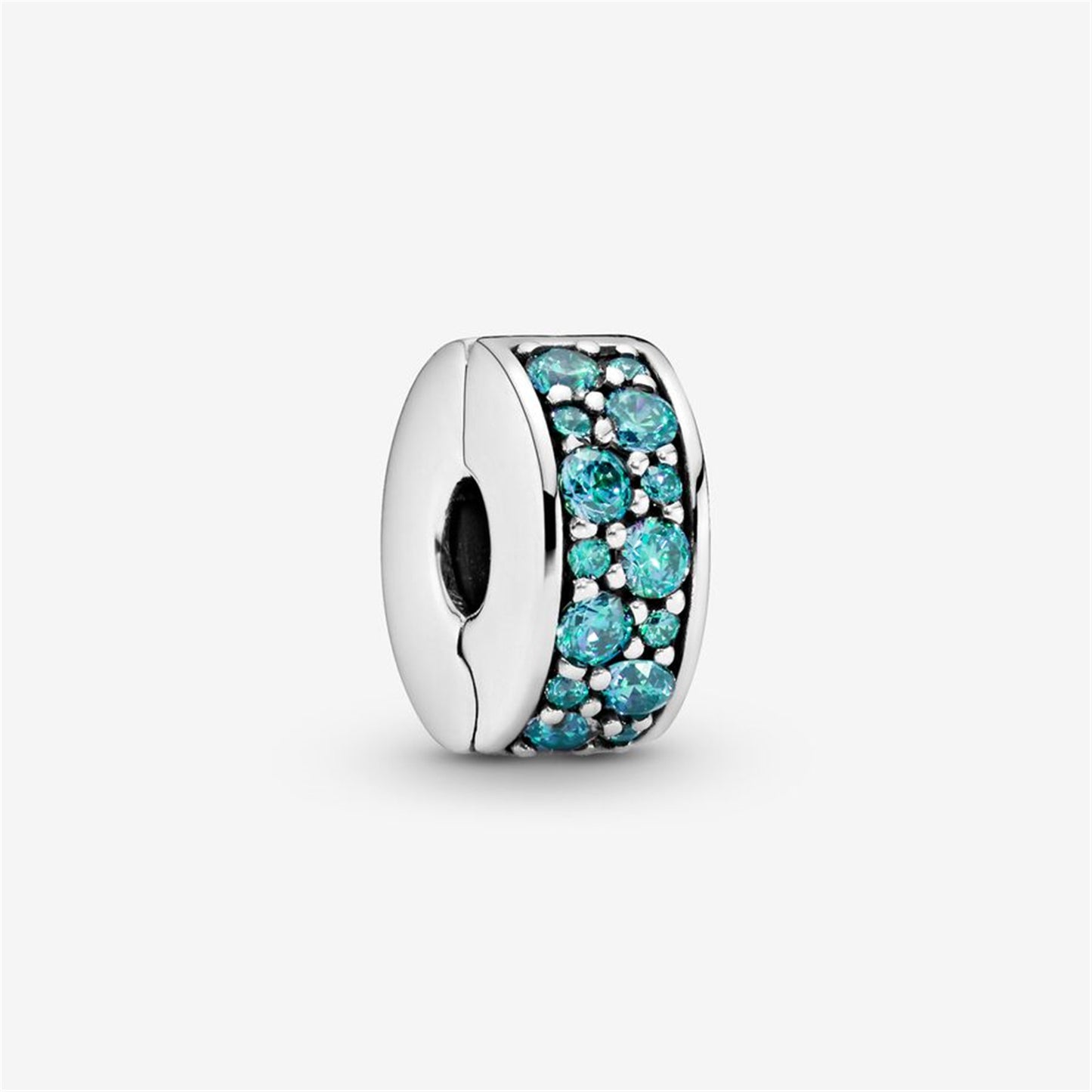 S925 sterling silver Teal Pavé Clip Charm