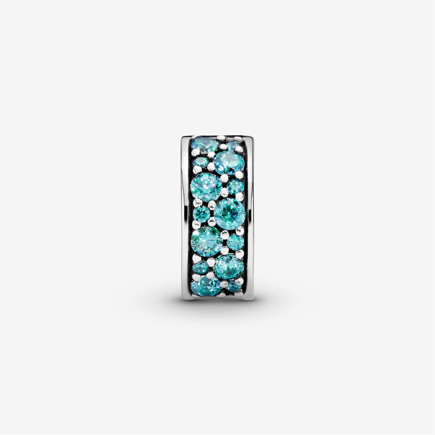 S925 sterling silver Teal Pavé Clip Charm