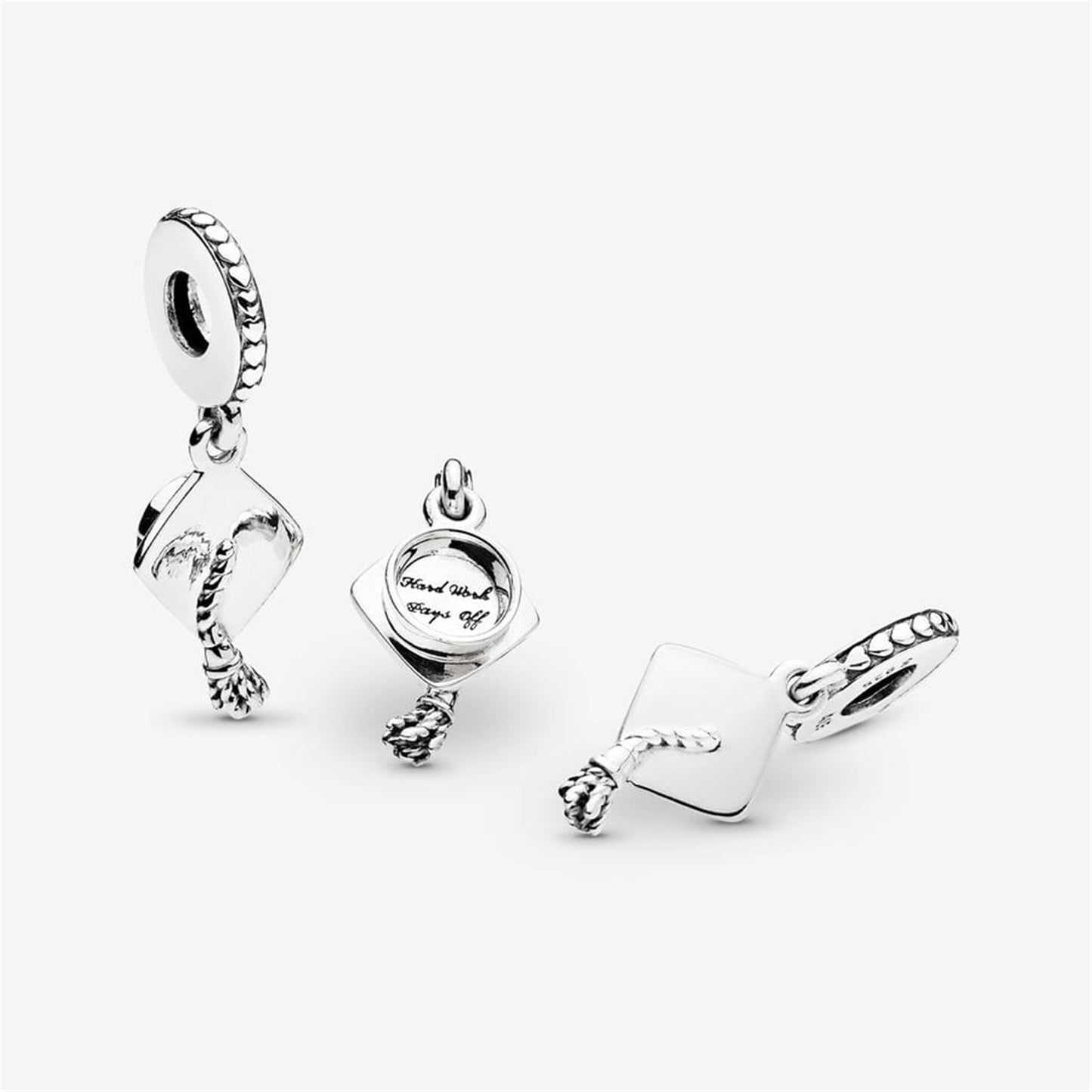 S925 Sterling Silver Graduation Cap Dangle Charm