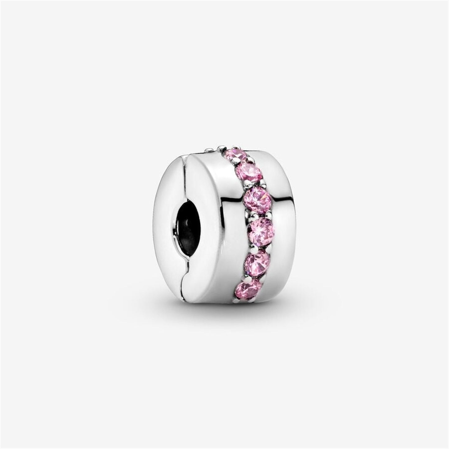S925 sterling silver Pink Sparkling Row Clip Charm