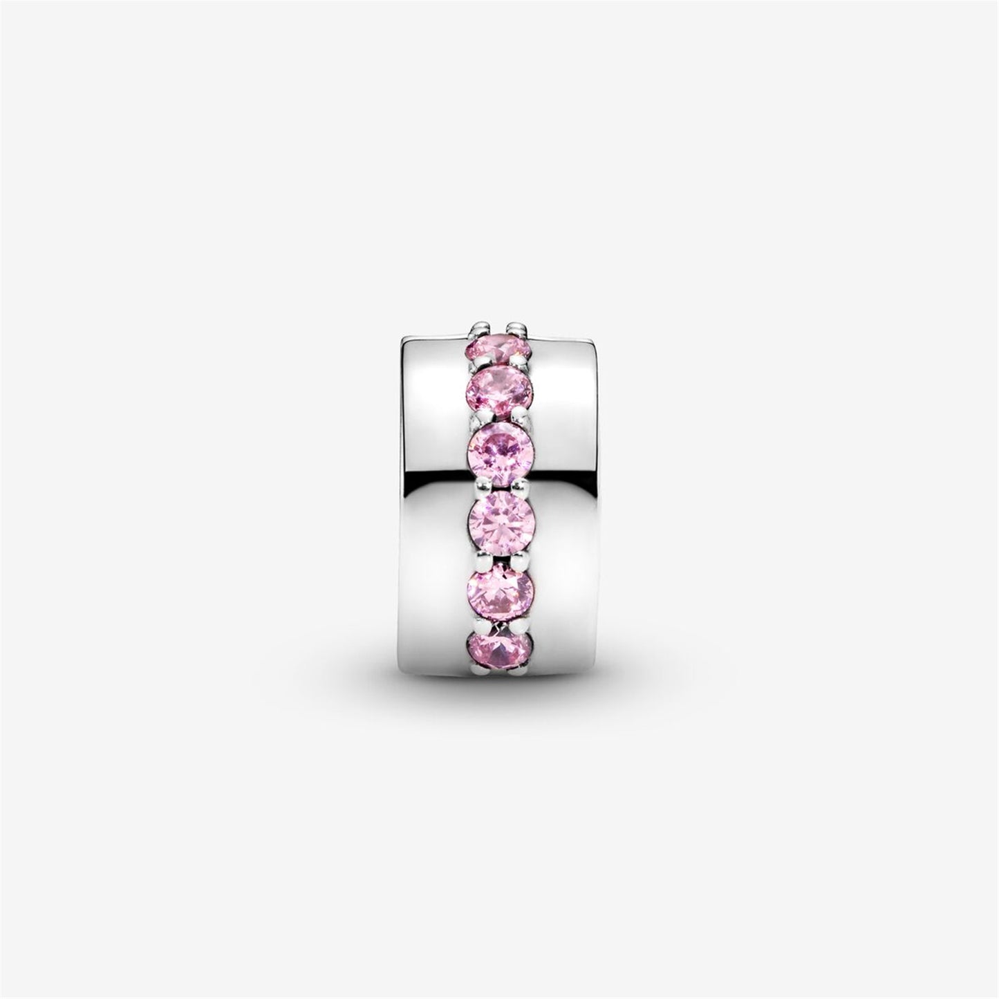 S925 sterling silver Pink Sparkling Row Clip Charm