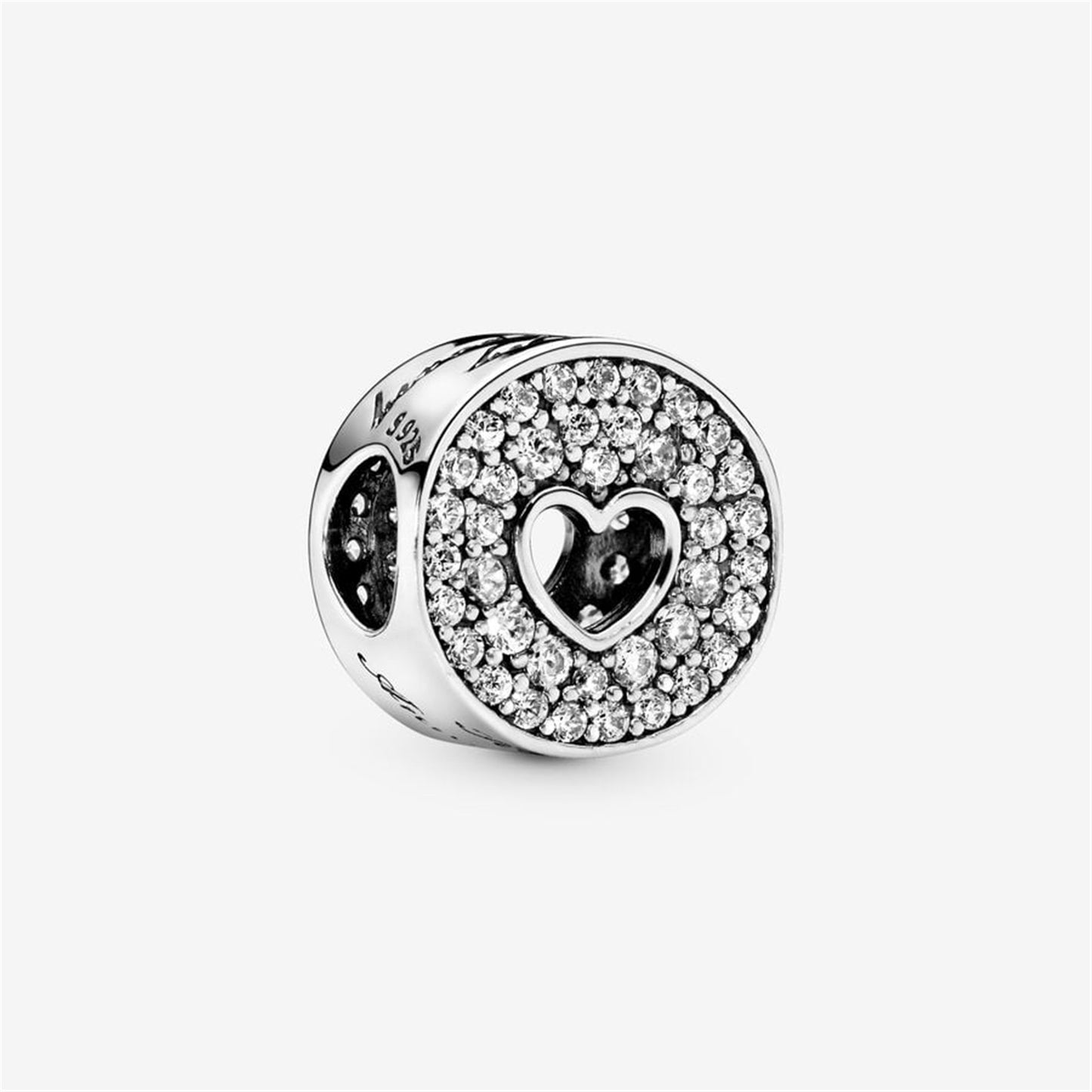 S925 Sterling Silver Pavé & Heart Anniversary Charm