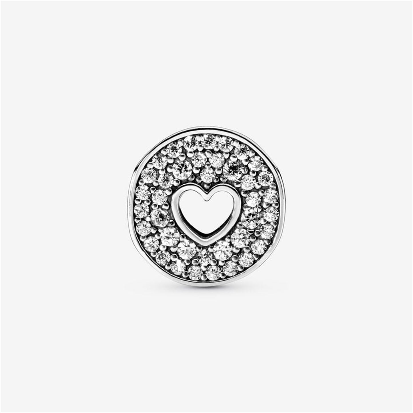 S925 Sterling Silver Pavé & Heart Anniversary Charm