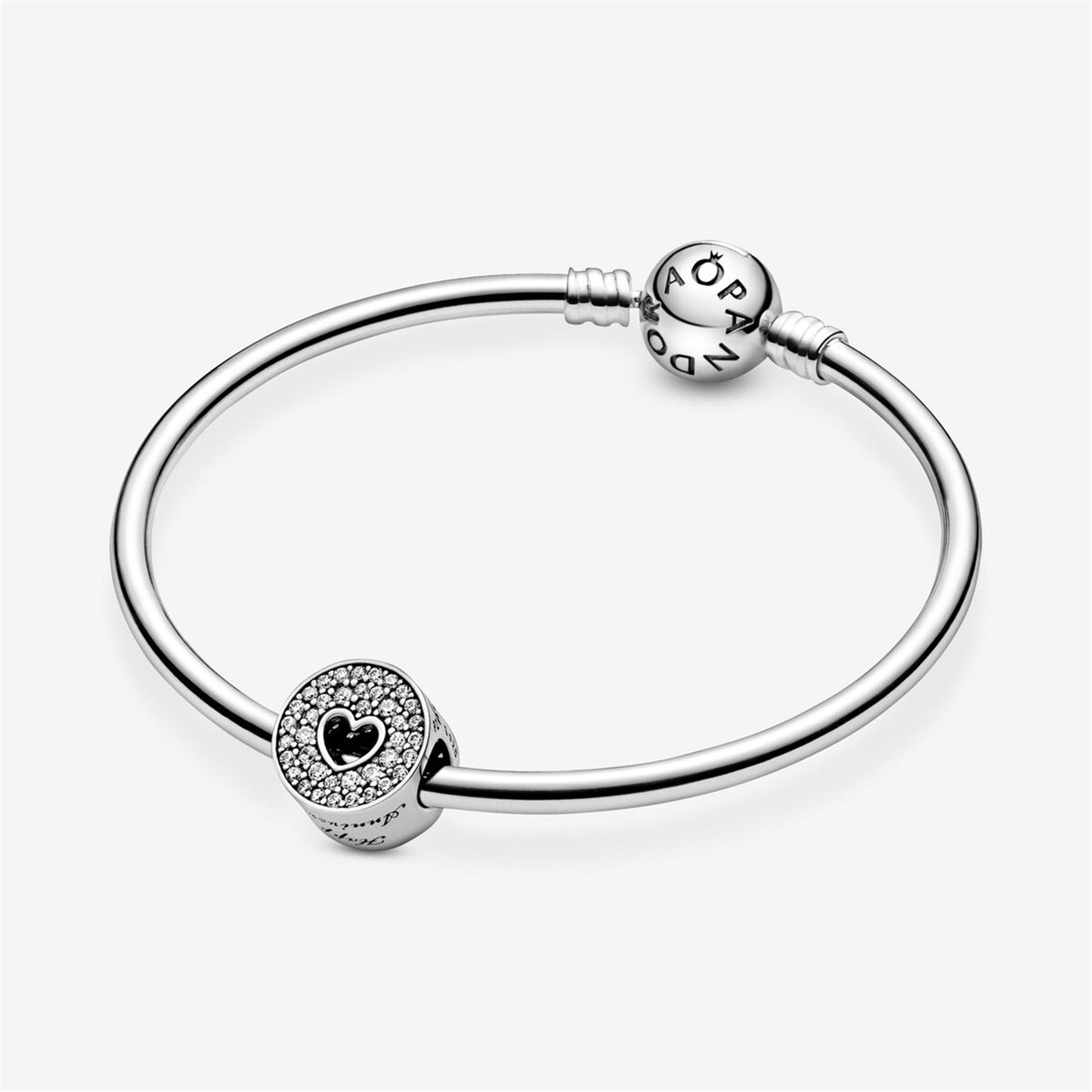 S925 Sterling Silver Pavé & Heart Anniversary Charm