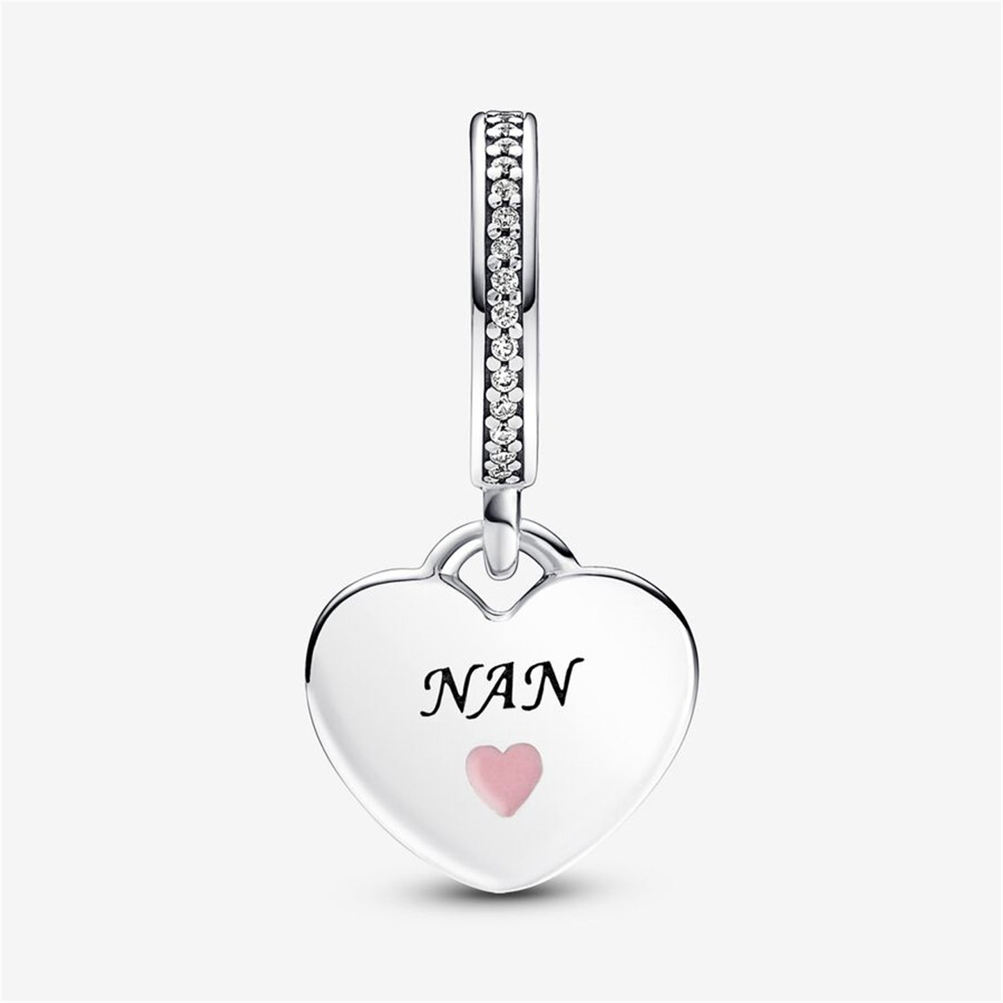 S925 Sterling Silver Nan Heart Dangle Charm