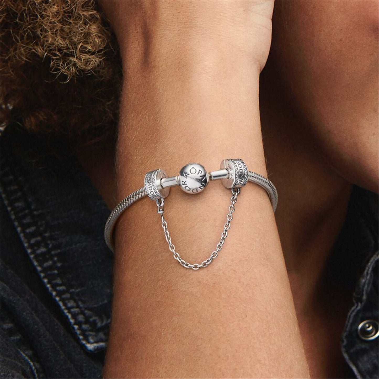 S925 Sterling Silver Logo Safety Chain Clip Charm
