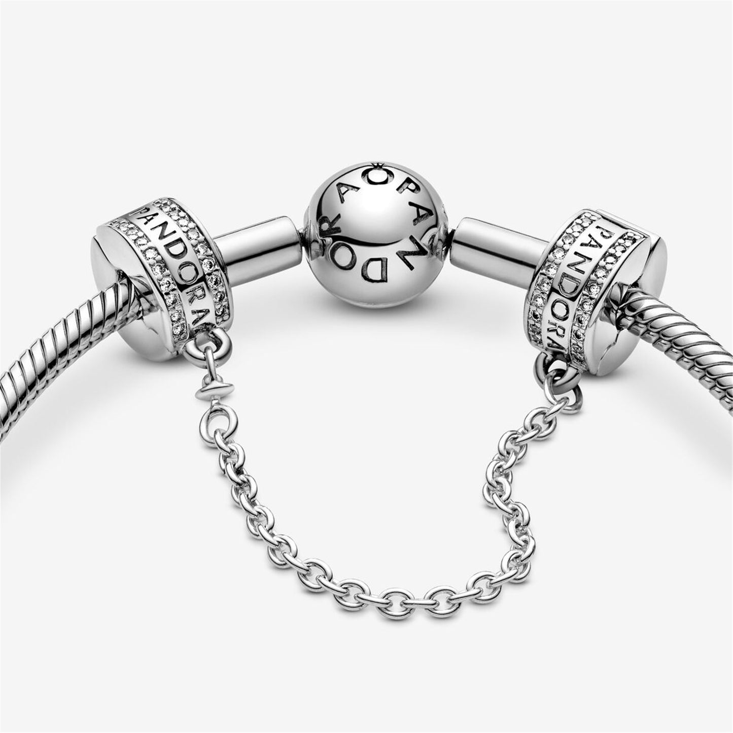S925 Sterling Silver Logo Safety Chain Clip Charm