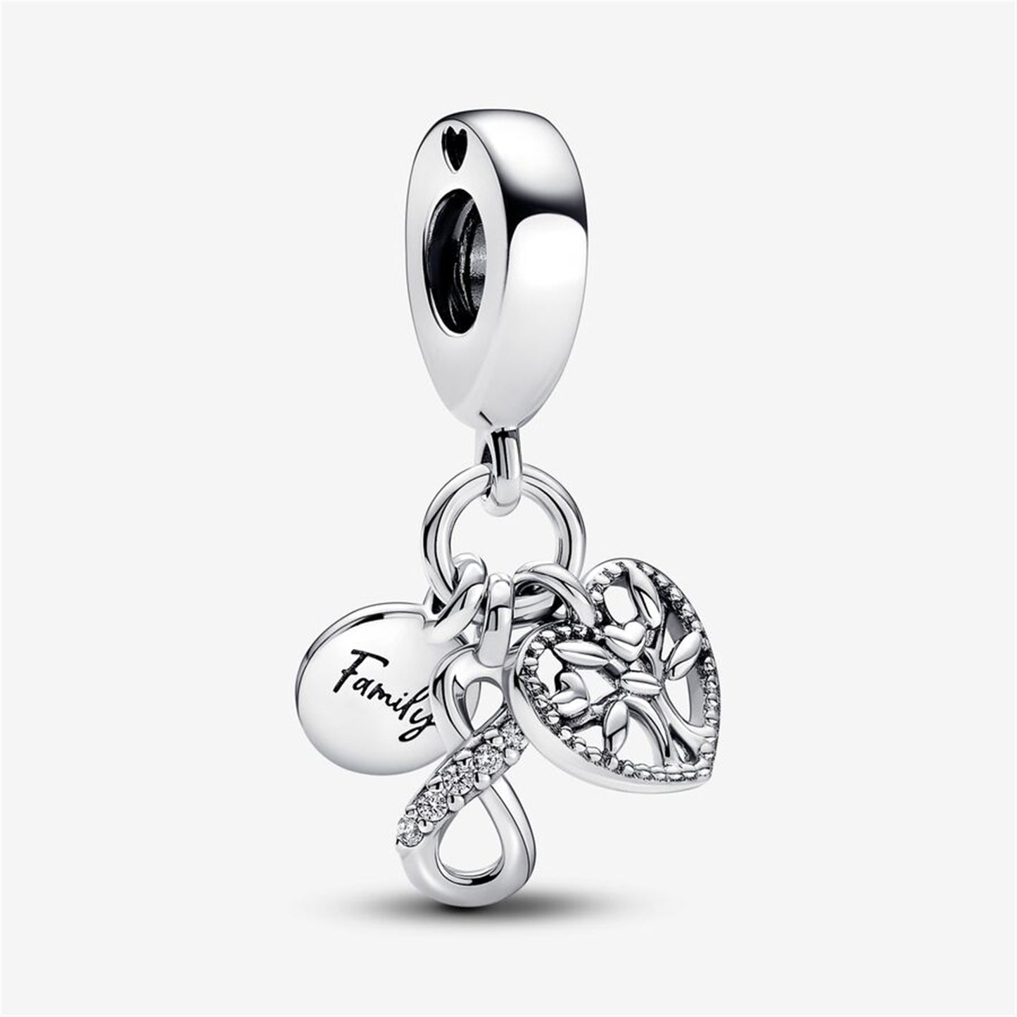S925 Sterling Silver Family Infinity Triple Dangle Charm
