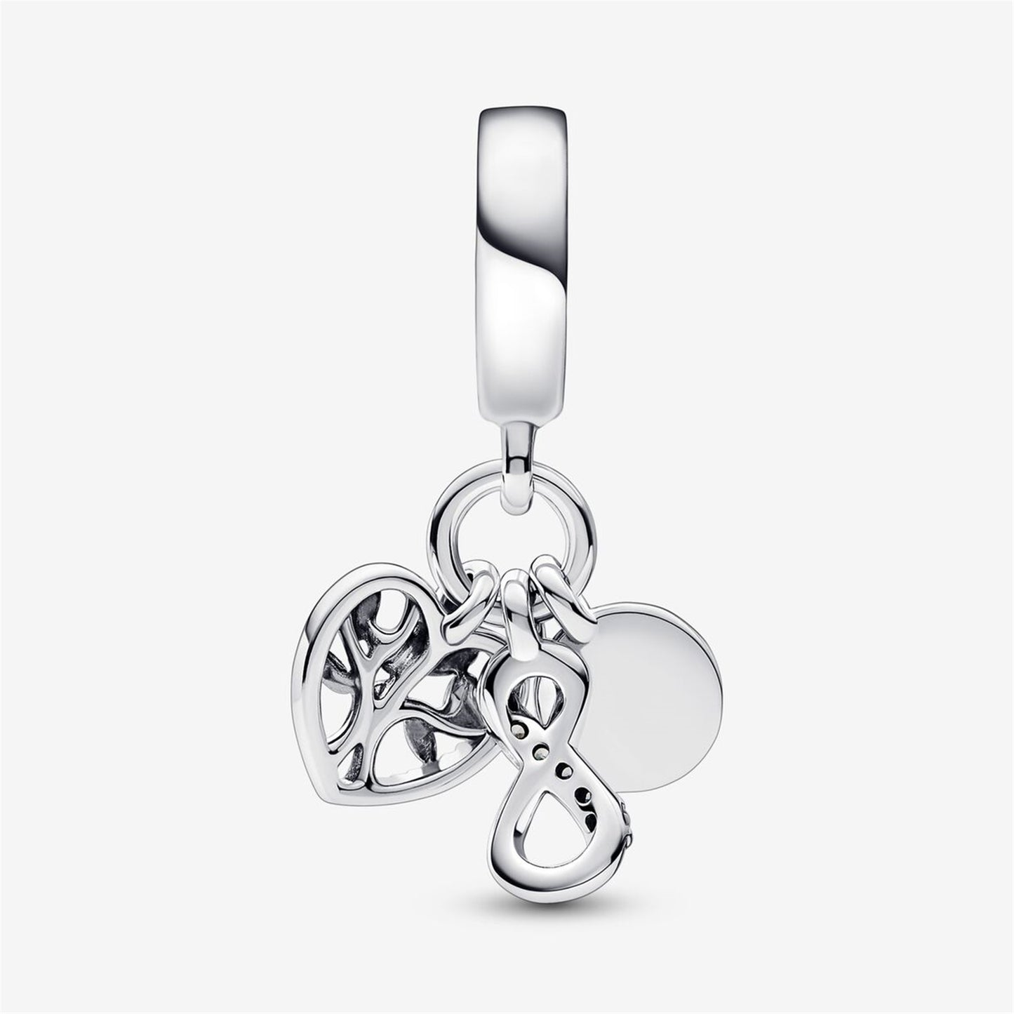 S925 Sterling Silver Family Infinity Triple Dangle Charm