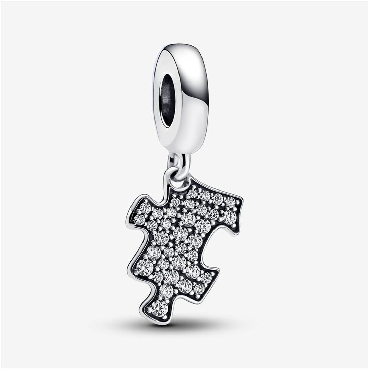 S925 Sterling Silver Sparkling Puzzle Piece Dangle Charm
