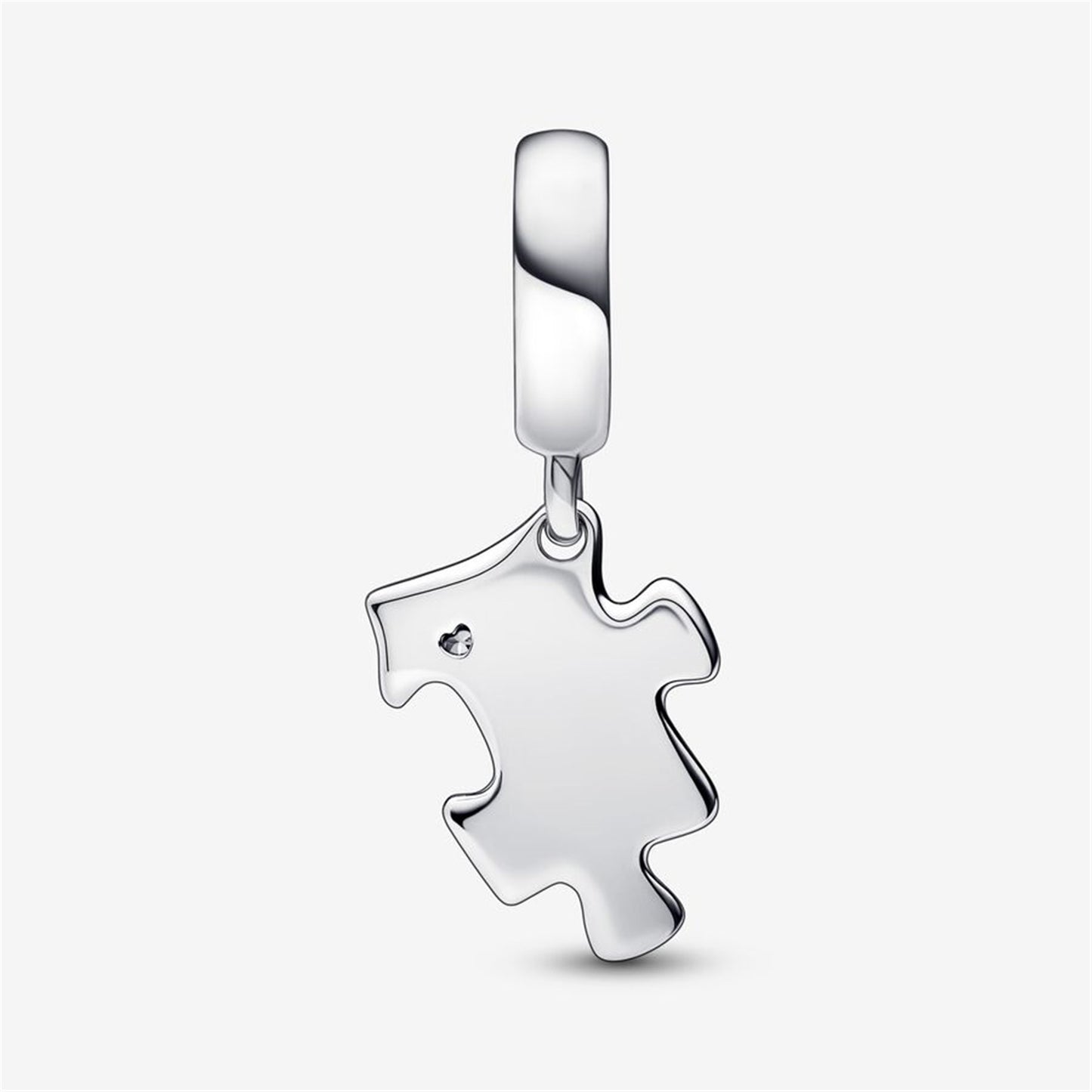 S925 Sterling Silver Sparkling Puzzle Piece Dangle Charm
