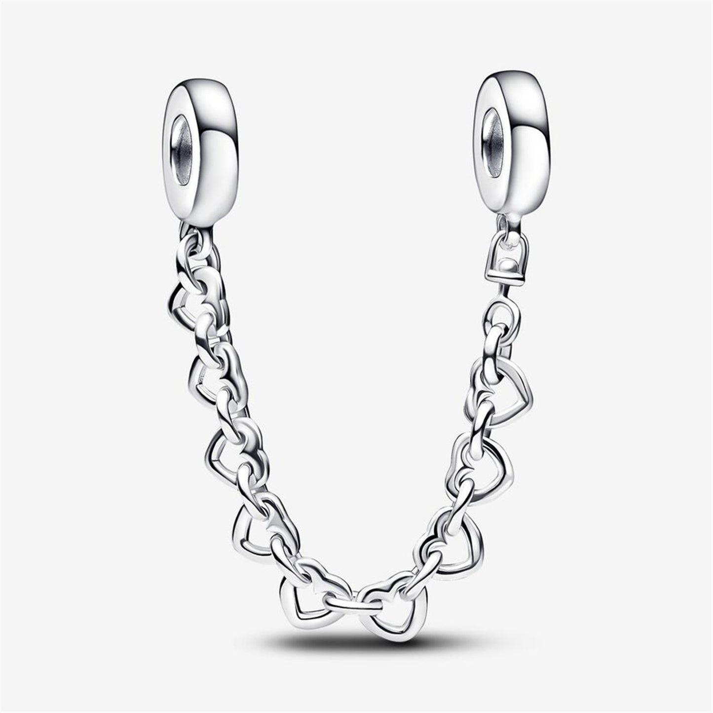 S925 Sterling Silver Linked Hearts Safety Chain