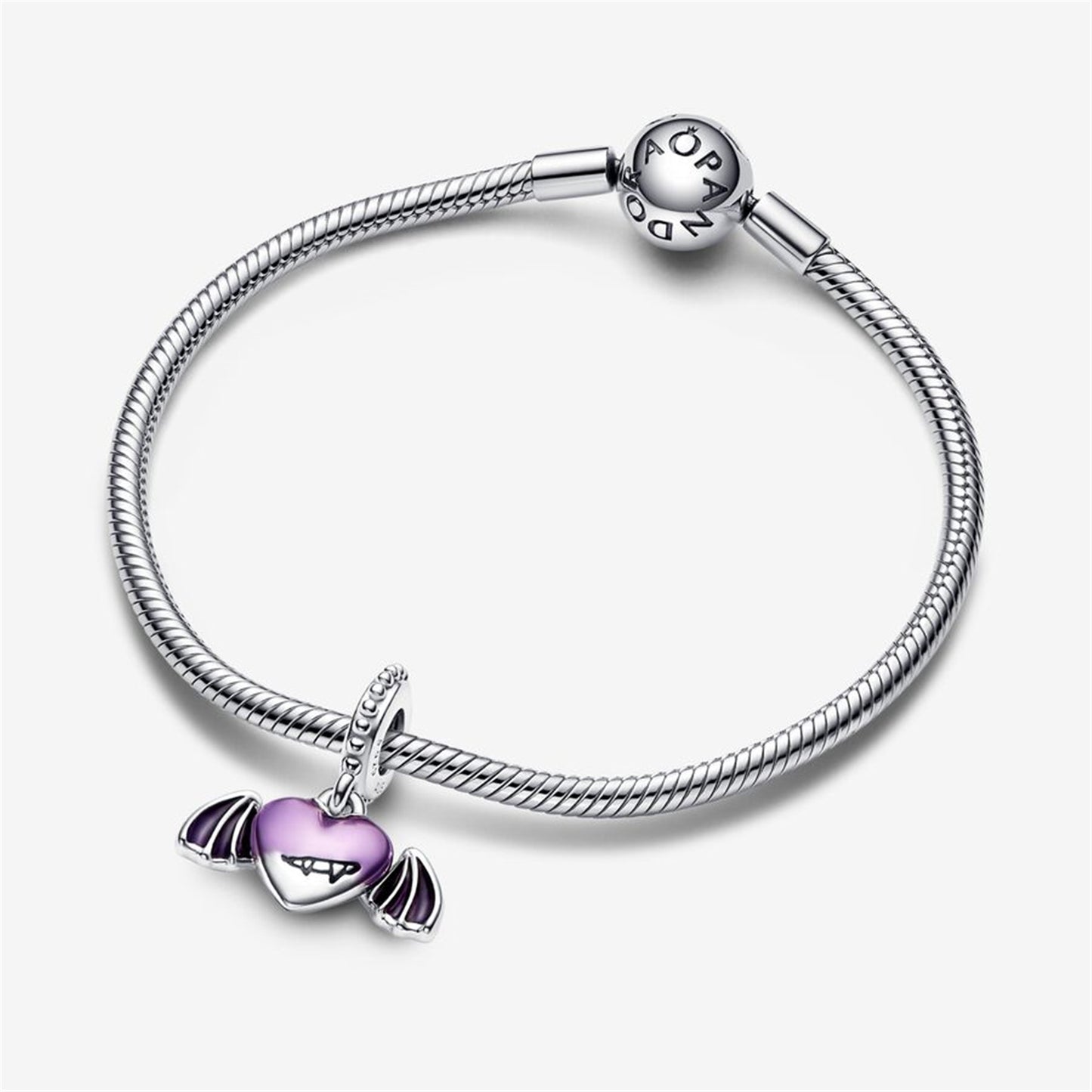 S925 Sterling Silver Vampire Winged Heart Dangle Charm