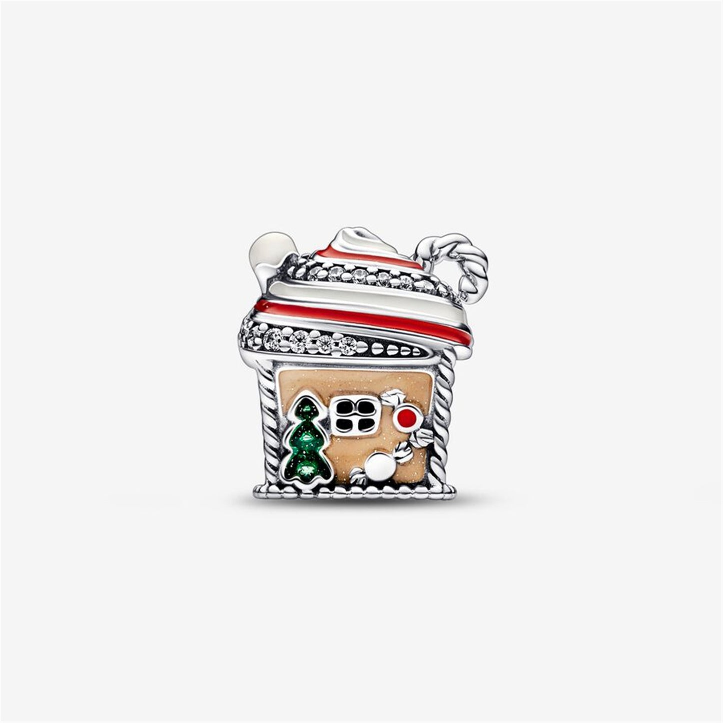 S925 Sterling Silver Festive Gingerbread House Charm