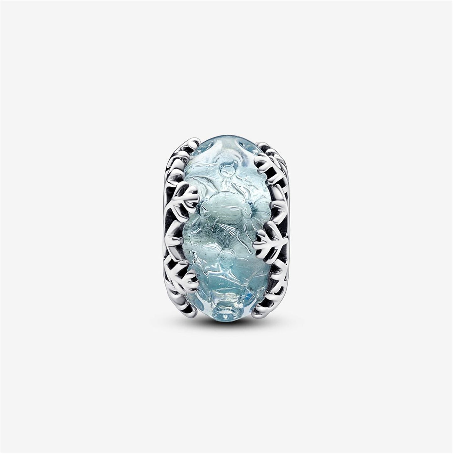 S925 sterling silver Winter Blue Snowflake Murano Charm