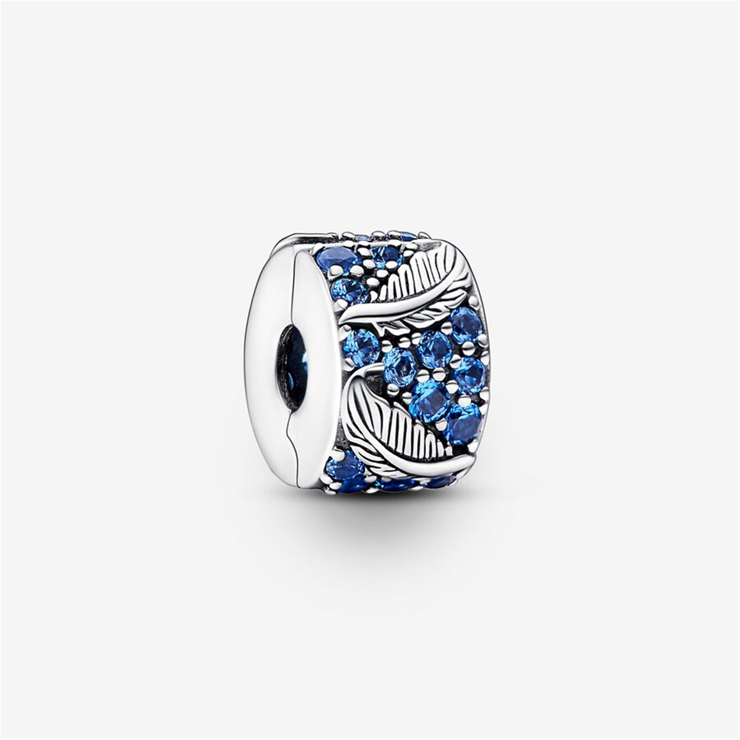 S925 sterling silver Curved Feather & Pavé Clip Charm