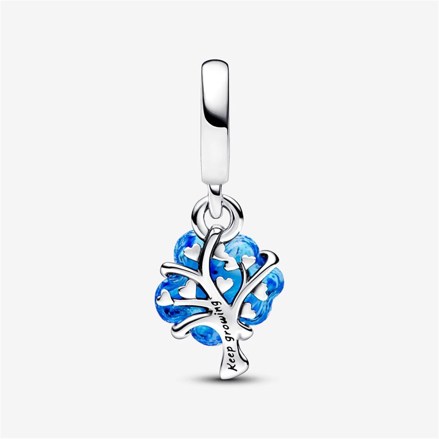 S925 Sterling Silver Blue Murano Glass Family Tree Dangle Charm