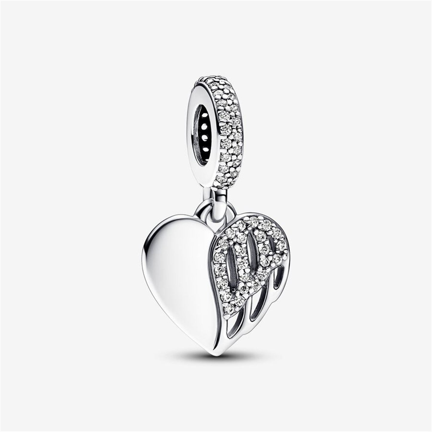 S925 Sterling Silver Heart & Angel Dangle Charm