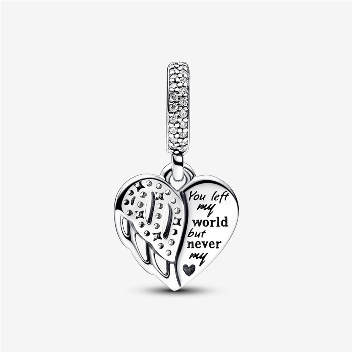 S925 Sterling Silver Heart & Angel Dangle Charm