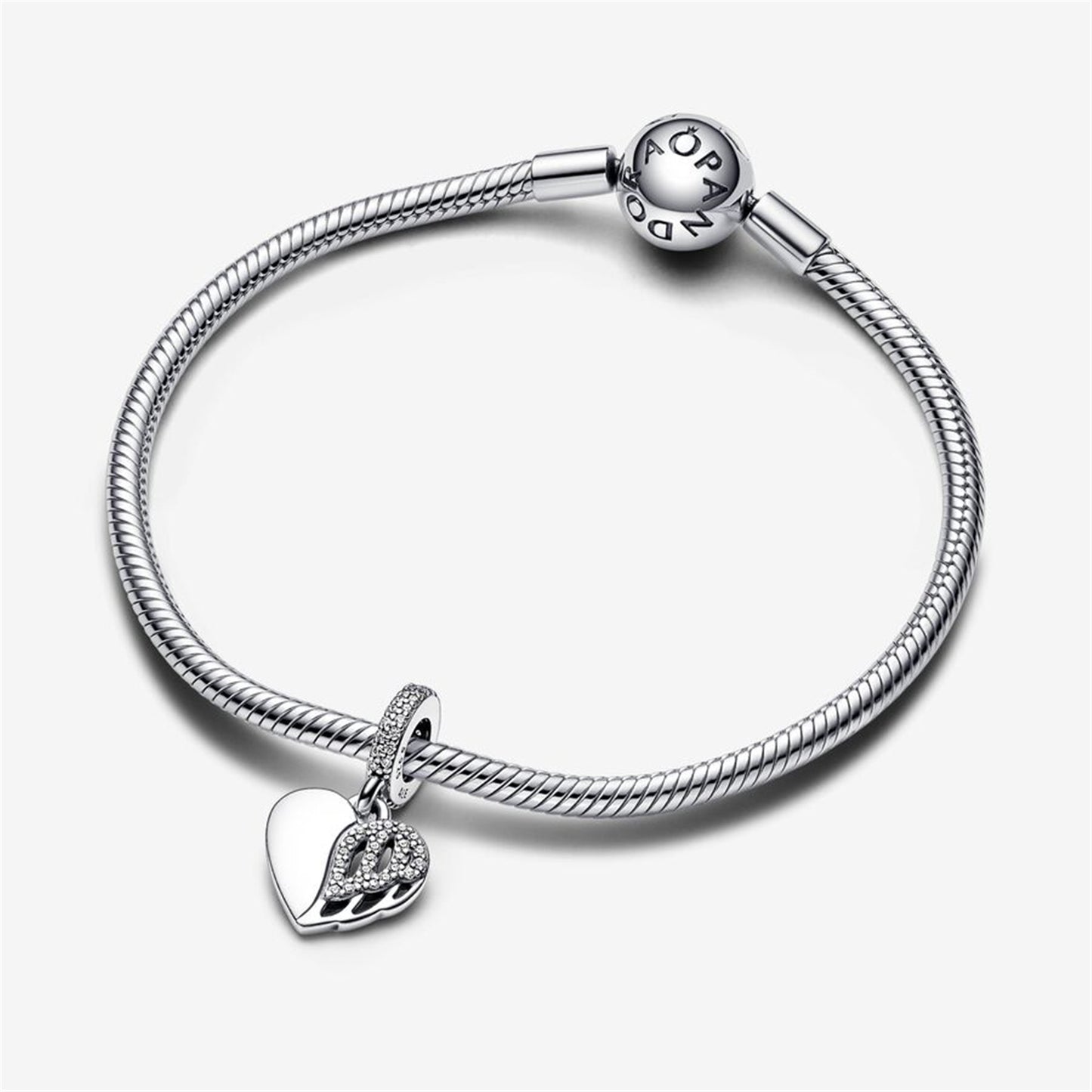 S925 Sterling Silver Heart & Angel Dangle Charm