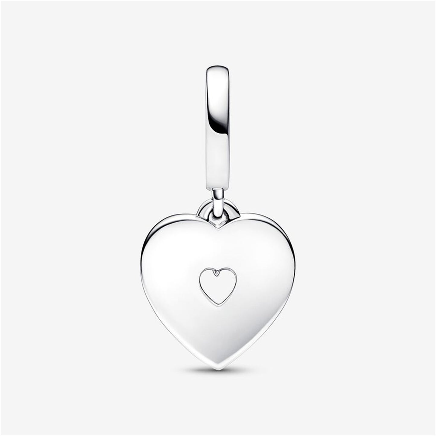 S925 Sterling Silver Pearlescent White Heart Mum Double Dangle Charm