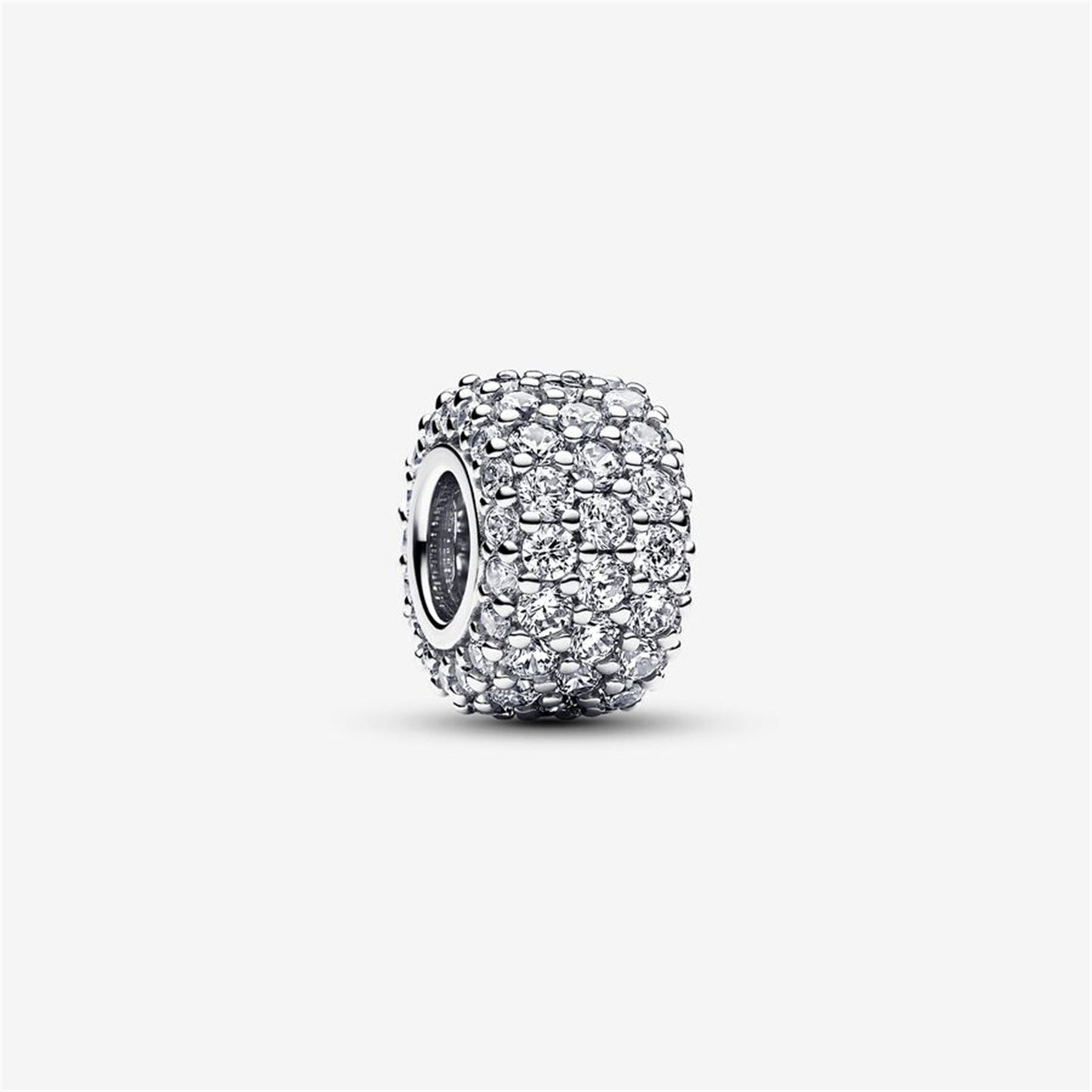 S925 Sterling Silver Sparkling Pavé Triple-row Charm