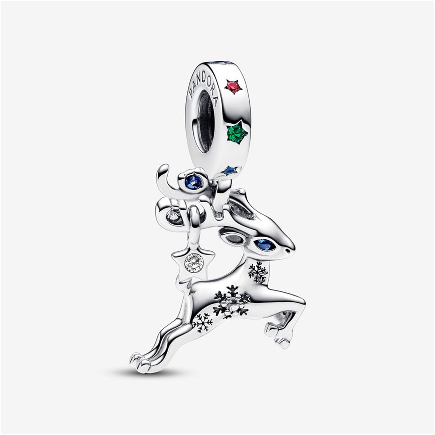 S925 Sterling Silver Magical Christmas Reindeer Dangle Charm