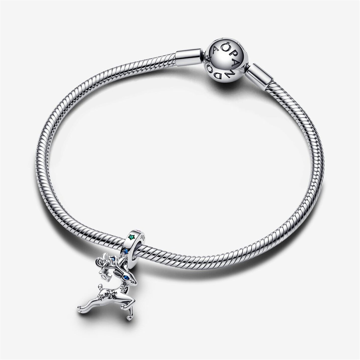 S925 Sterling Silver Magical Christmas Reindeer Dangle Charm