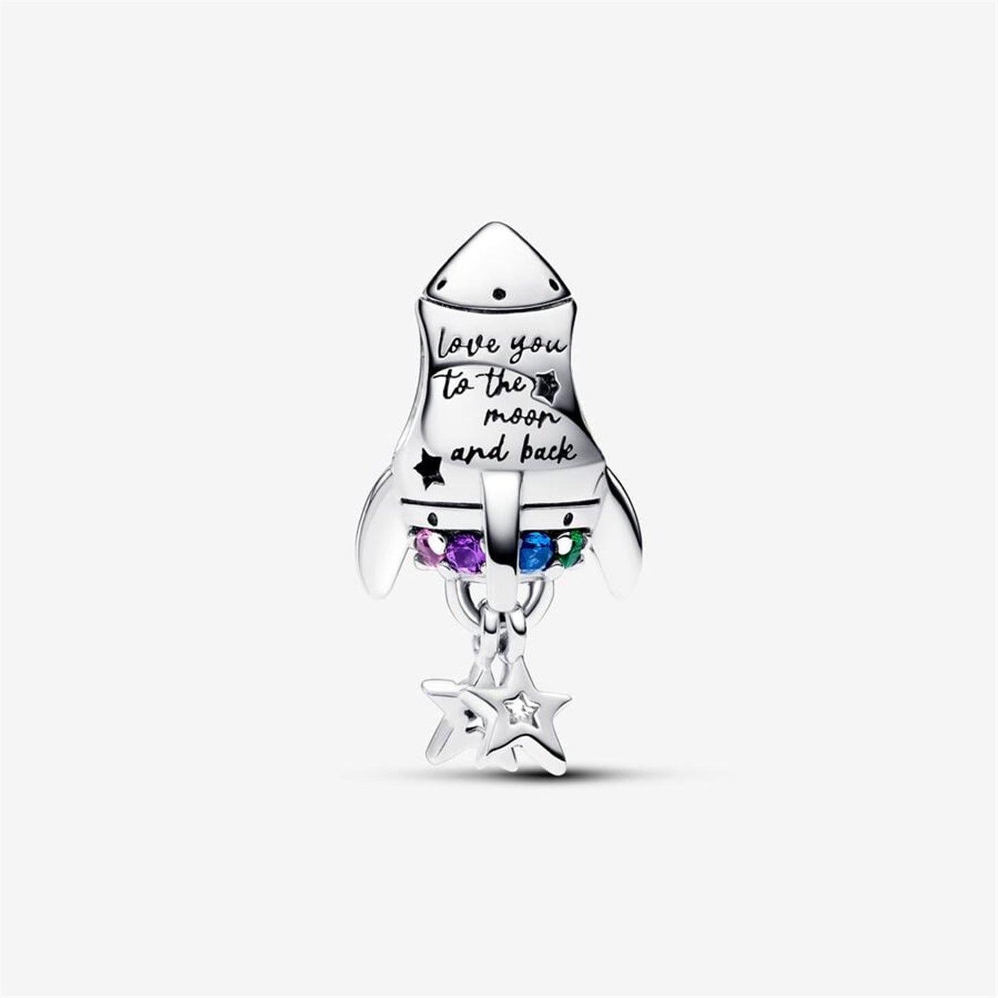 S925 Sterling Silver Space Love Rocket Charm
